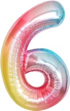 Jumbo 34in. Helium Number Mylar Balloon • Pastel Rainbow 6