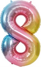 Jumbo 34in. Helium Number Mylar Balloon • Pastel Rainbow 8