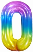 Jumbo 34in. Helium Number Mylar Balloon • Jelly Rainbow 0