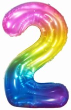 Jumbo 34in. Helium Number Mylar Balloon • Jelly Rainbow 2