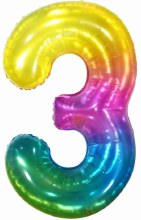 Jumbo 34in. Helium Number Mylar Balloon • Jelly Rainbow 3