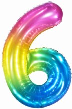 Jumbo 34in. Helium Number Mylar Balloon • Jelly Rainbow 6