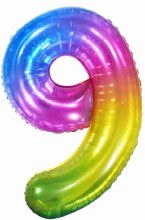 Jumbo 34in. Helium Number Mylar Balloon • Jelly Rainbow 9