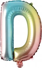 Mini 16in. Air-Fill Only Letter Mylar Balloon • Pastel Rainbow D