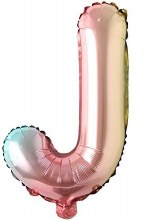 Mini 16in. Air-Fill Only Letter Mylar Balloon • Pastel Rainbow J