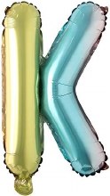 Mini 16in. Air-Fill Only Letter Mylar Balloon • Pastel Rainbow K