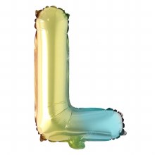 Mini 16in. Air-Fill Only Letter Mylar Balloon • Pastel Rainbow L