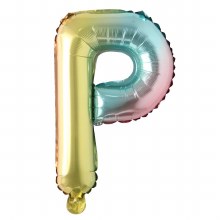 Mini 16in. Air-Fill Only Letter Mylar Balloon • Pastel Rainbow P