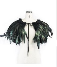 Feather Capelet Black/Green
