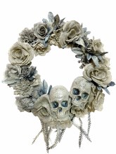 Wreath Skull & Rose Ivory