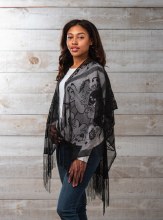 Shawl Gothic Tasseled Blk Asst