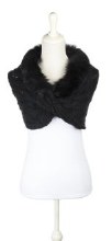 Shawl Black Knit w/Fur Trim