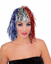 Tinsel Wig Patriotic R/W/B