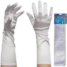 Gloves Long White Satin