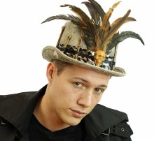 Top Hat Voodoo Skull/Feathers