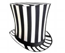 Hat Top Black and White Stripe