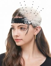 Flapper Headband BL/WH