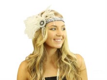 Flapper Headband Gems White