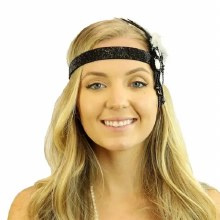 Flapper Headband BK Glitter