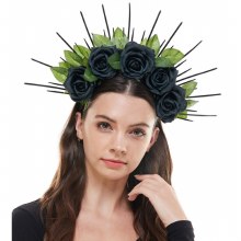 Rose Headband w/ Spikes Black