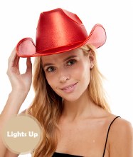 Neon Light Up Cowboy Hat Red