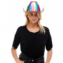 Neon Light Up Cowboy Hat Rainbow