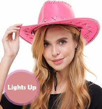 Light Up Cowboy Hat Hot Pink