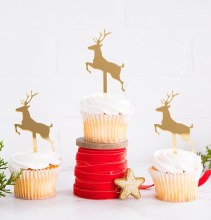 Cupcake Topper Deer Gold