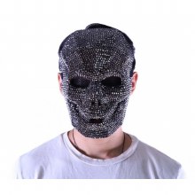 Mask Skull Full Rhinestone Blk