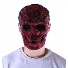 Mask Skull Full Rhinestone Red