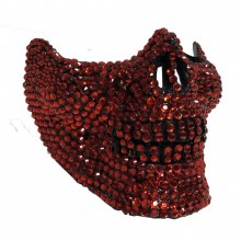 Skull Rhinestone Half Mask ~Red