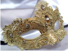 Mask Lace w/ Teardrop Gem Gold