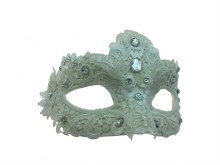 Mask Lace w/ Teardrop Gem White