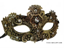 Mask Lace w/Stones Blk/Gold