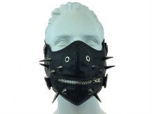 Leather Studded Face Mask w/ Zipper Mouth