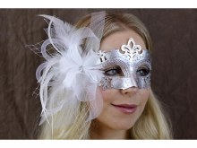 Mask Venetian Feather Silver