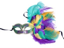Mask Mardi Gras Side Feather