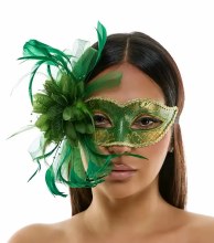 Mask Venetian Fascinator Green