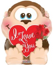 I Love You, Sweet Monkey • Standard Size 18in. Mylar Helium Balloon