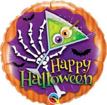 Spooky Cocktail, Happy Halloween Round • Standard Size 18" Mylar Helium Balloon