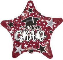 Standard Size Congrats Grad Star Mylar ~ Burgandy ~ 18"