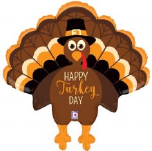 Happy Turkey Day • Jumbo 30" Mylar Helium Balloon