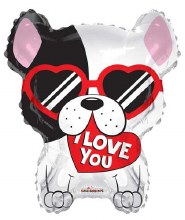 I Love You, Sweet Boston Terrier Shape • Standard Size 18in. Mylar Helium Balloon