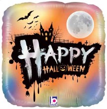 Haunted House, Opal Happy Halloween Round • Standard Size 18" Mylar Helium Balloon