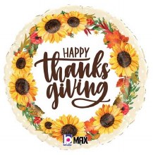 Happy Thanksgiving, Sunflower Bounty • Standard Size 18" Mylar Helium Balloon
