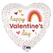 Happy Valentine's Day, Boho Rainbow Heart • Standard Size 18in. Mylar Helium Balloon