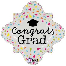 Colorful/Neon Confetti, Congrats Grad Frame • Standard Size 18" Mylar Helium Balloon