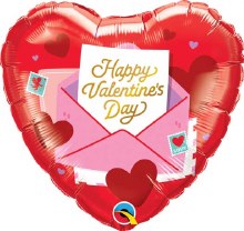 Happy Valentine's Day, Love Letter Heart Shape • Standard Size 18in. Mylar Helium Balloon