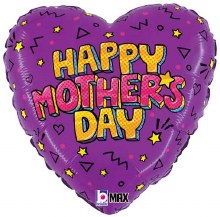 Comic Supermom Heart Shape, Happy Mother's Day • Standard Size 18" Mylar Helium Balloon