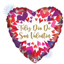 Feliz Día de San Valentín, Forma De Corozón Holográfica • Globo de Helio Tamaño Estándar 18in.